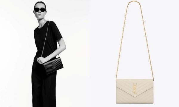 WOC鍊帶包款推薦：YSL CASSANDRE MATELASSÉ 粒紋壓花皮革鏈條錢包，NT46,000