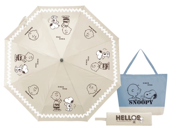 史努比好朋友自動開闔晴雨傘袋組（燕麥白），NT$599