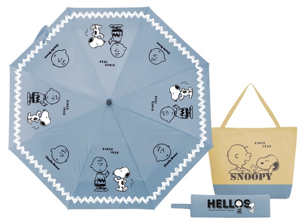 史努比好朋友自動開闔晴雨傘袋組（冰河藍），NT$599