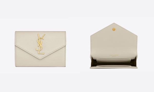 2023精品「短夾/卡片包」推薦3:YSL 蜥蜴皮壓紋皮革小型信封錢包,NT$16,100