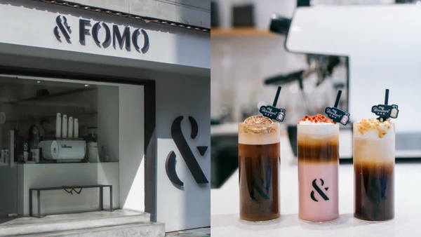 FOMO coffee與my Boostars的聯名飲品，包含草莓奶油拿鐵與黑糖檸檬美式