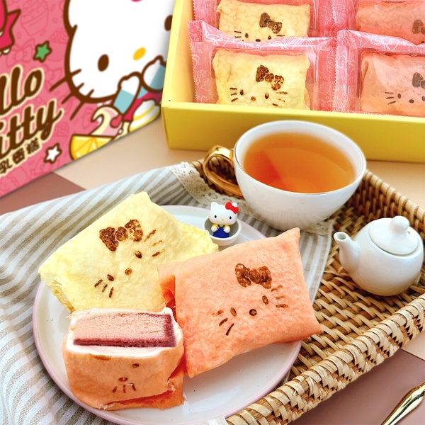 Kitty在超商!7-11、全家開賣「Hello Kitty薄餅生乳蛋糕」,草莓+卡士達布丁內餡太讚