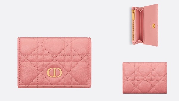 2023粉色系精品短夾推薦2.DIOR CARO XS短夾