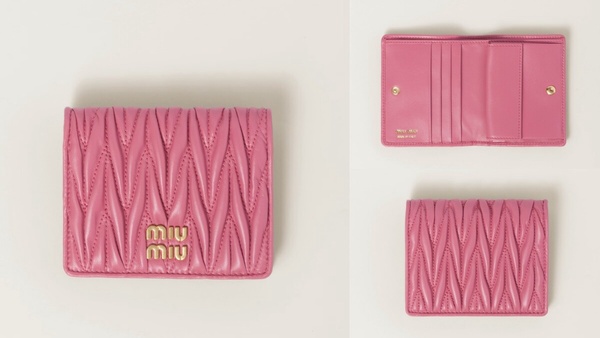 2023粉色系精品短夾推薦6.Miu Miu Matelassé短夾