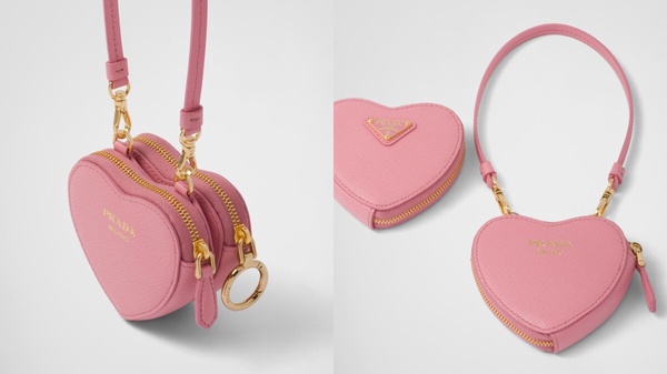 2023七夕情人節精品心形包6:Prada Saffiano皮革迷你萬用袋