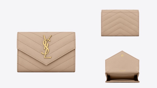 2023奶茶色精品短夾推薦2:Saint Laurent CASSANDRE MATELASSÉ信封錢包