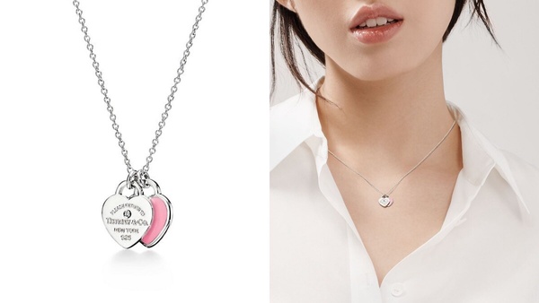 2023七夕心型項鍊推薦5:Tiffany &amp;amp;amp;amp;amp;amp;amp; Co.粉紅雙重心形吊飾鏈墜