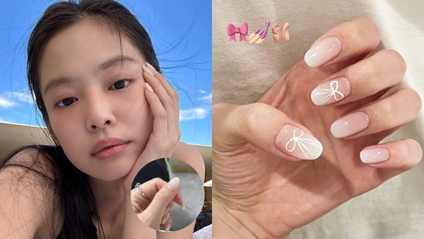 蝴蝶結美甲範本1:經典法式款