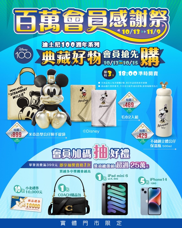 「小北百貨」推迪士尼限量商品，會員還能抽iPhone跟iPad！
