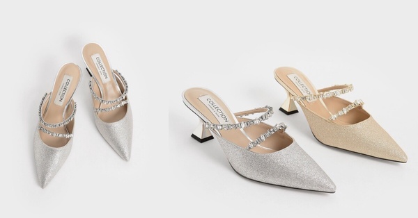 平價婚鞋推薦4：CHARLES &amp;amp;amp;amp;amp;amp;amp; KEITH 金蔥寶石帶穆勒鞋，NT$2,690