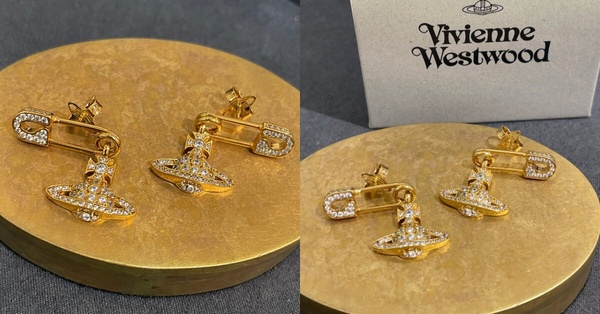 Vivienne Westwood話題新品推薦6：水鑽土星別針吊墜耳環，NT$12,900
