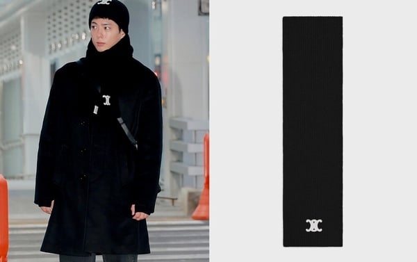 精品LOGO圍巾入門推薦16：CELINE 無縫羊絨TRIOMPHE圍巾，NT$31,500