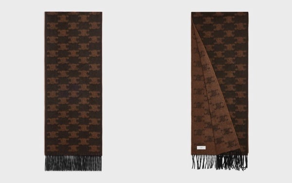 精品LOGO圍巾入門推薦17：CELINE 羊絨TRIOMPHE圍巾，NT$31,500