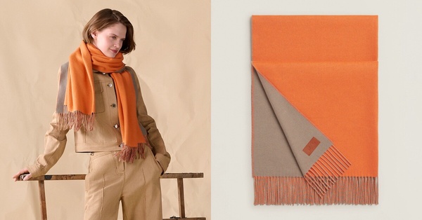 精品LOGO圍巾入門推薦4：HERMÈS Double Face長圍巾，NT$49,700