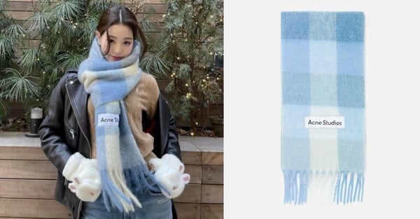 精品LOGO圍巾入門推薦28：Acne Studios 棋盤格圍巾，NT$11,900（張員瑛同款）