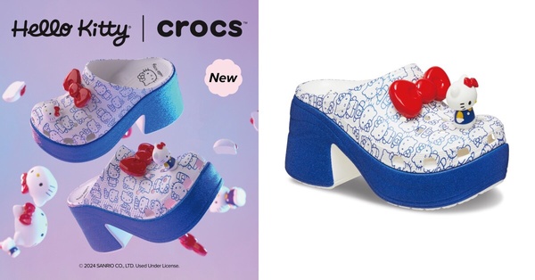 2024顯高厚底鞋款推薦5：CROCS x Hello Kitty Siren Clog經典人魚克駱格，NT$4,180