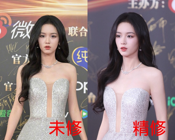 微博之夜18位陸劇明星精修vs未修！熱巴美胸太惹火，虞書欣被說修很大，趙露思腿修長了
