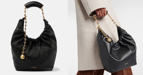 2024話題黑金精品精品/輕奢包推薦4：LOEWE Squeeze肩背包（小號)，約NT$129,807