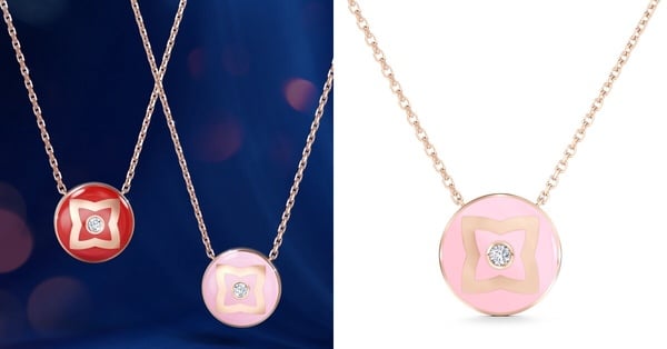 2024開運珠寶推薦1：De Beers Enchanted Lotus彩色琺瑯圓牌吊墜項鍊