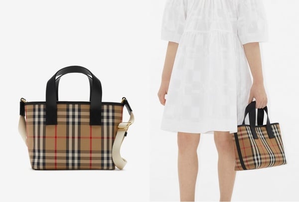 精品童裝包包推薦：Burberry格紋托特包