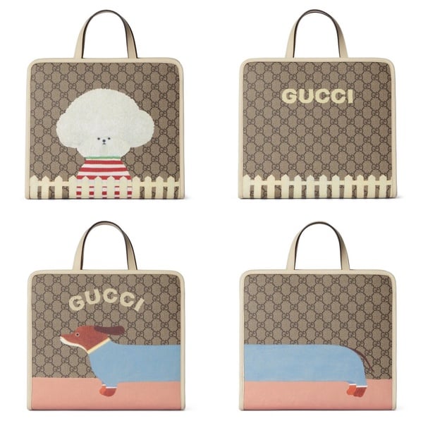 精品童裝包包推薦：GUCCI小狗印花托特包