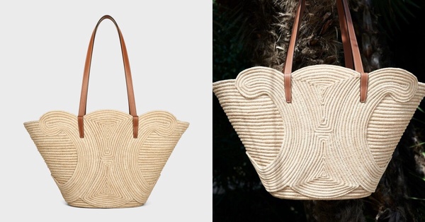 CELINE拉菲亞及牛皮革編織TRIOMPHE中型CELINE CLASSIC PANIER手袋,NT$59,000