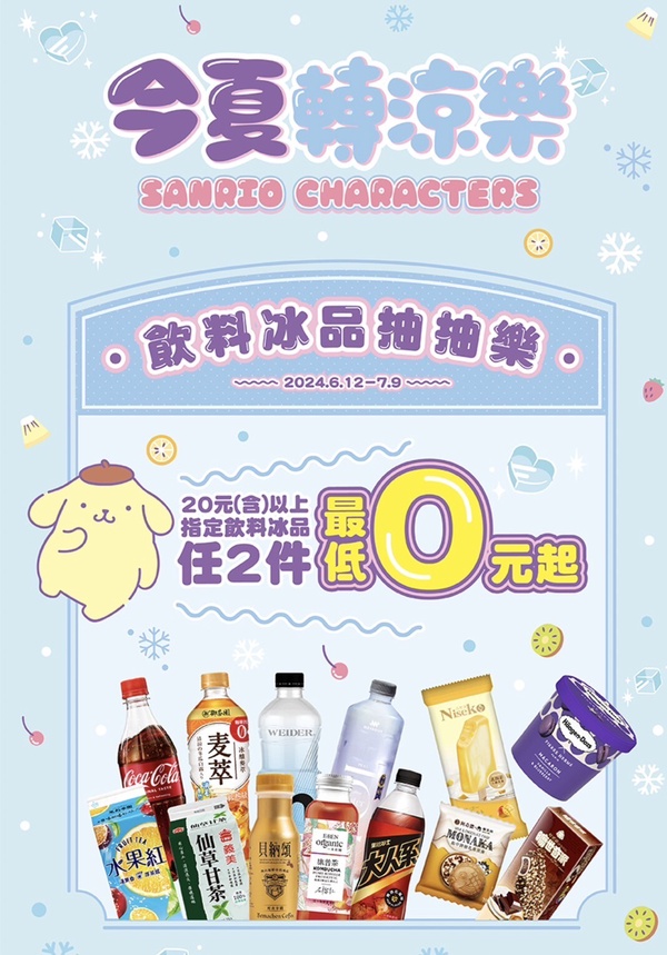 全家飲料冰品優惠！全家「今夏轉涼樂」抽抽樂活動6/12~7/9開跑