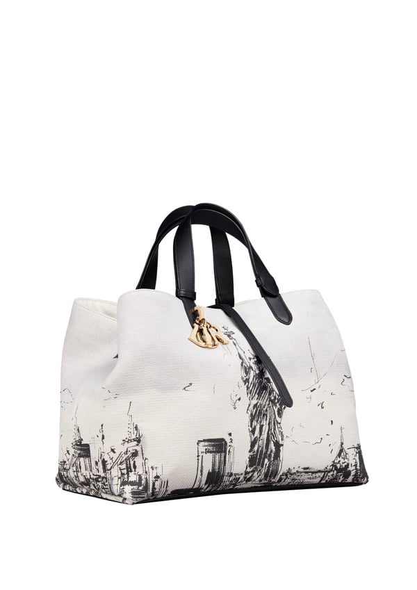 Dior新品推薦3：DIOR TOUJOURS 白色帆布與黑色自由女神像印花大型提包（獨賣款）