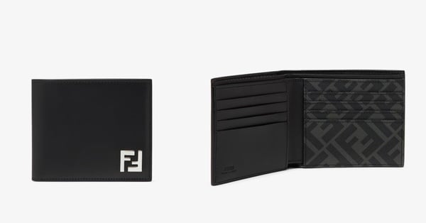 黑色短夾推薦6:FENDI FF方形雙折皮夾,NT$16,000