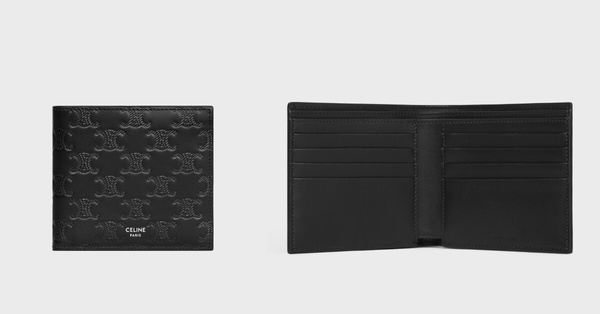 黑色短夾推薦8:CELINE TRIOMPHE壓花牛皮革雙摺錢包,NT$19,500