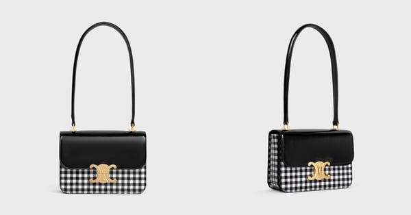 格紋精品包推薦：CELINE TEEN GARANCE VICHY印花漆面牛皮革手袋