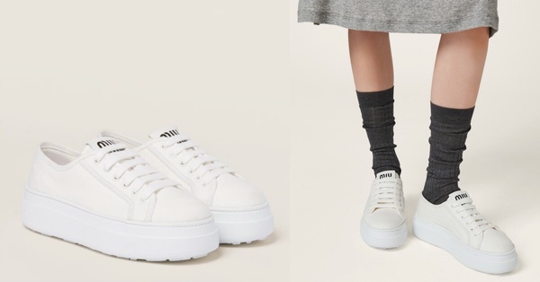 精品小白鞋推薦1：Miu Miu牛仔布運動鞋，NT$31,500