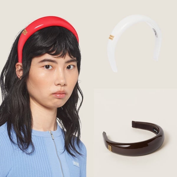 精品髮飾推薦：Miu Miu 漆皮頭帶，NT$17,000