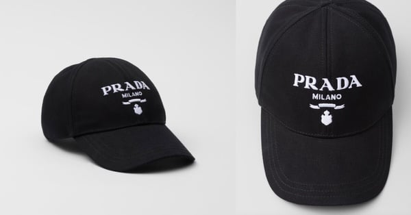 精品棒球帽推薦5：Prada 斜紋棒球帽，NT$24,000