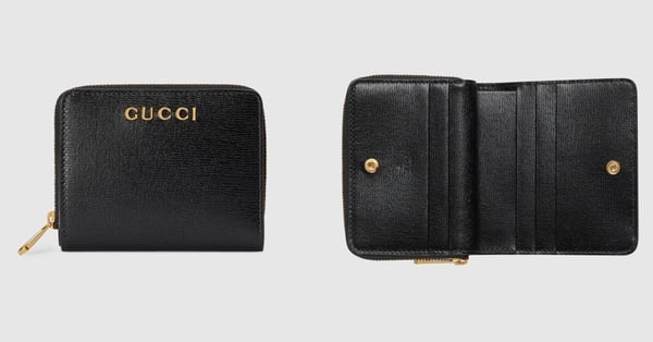 2024最新黑色精品短夾推薦：GUCCI手稿標誌迷你錢包，NT$20,600