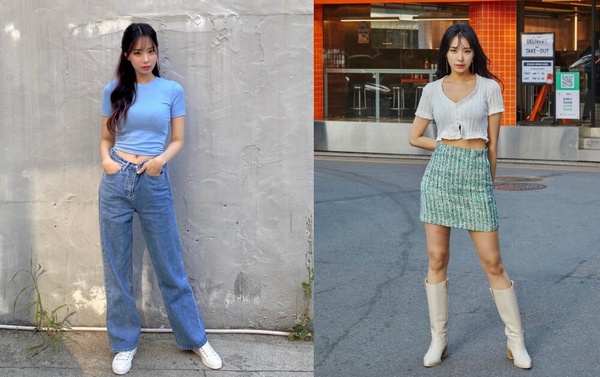 崔妍秀私服穿搭技巧：短版上衣＋高腰褲＆高腰裙