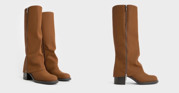 2024「耐走美腿厚底靴」推薦：CHARLES &amp;amp;amp;amp;amp; KEITH Louise 拉鍊粗跟直筒靴