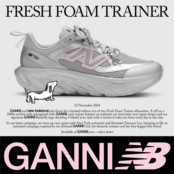 銀色球鞋推薦1：GANNI X New Balance Fresh Foam Trainer休閒運動鞋