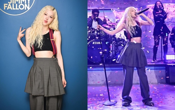 Rosé私服穿搭示範：個性雅痞風