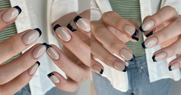 簡約美甲款式推薦4：撞色法式美甲