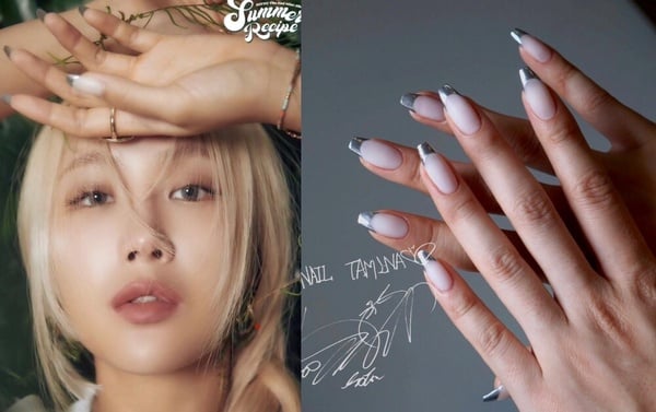 簡約美甲款式推薦3：鏡面法式美甲