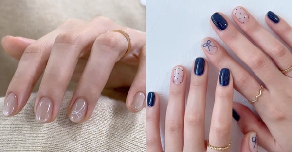 簡約美甲款式推薦11：純欲蝴蝶結美甲