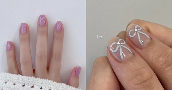 簡約美甲款式推薦11：純欲蝴蝶結美甲