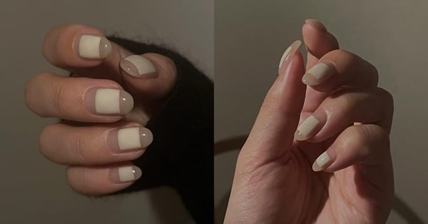 簡約美甲款式推薦14：奶油方塊美甲