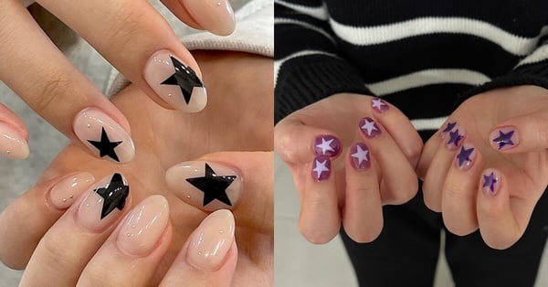 簡約美甲款式推薦19：Y2K風星星美甲