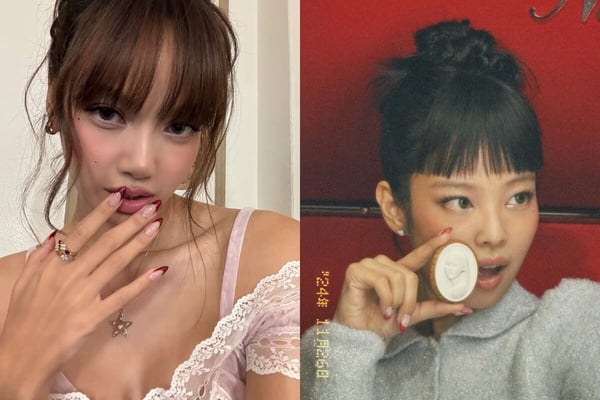 酒紅色法式美甲，Lisa和Jennie同款，性感又可愛。