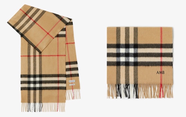 值得投資「精品圍巾」推薦：BURBERRY格紋喀什米爾圍巾，NT$19,500