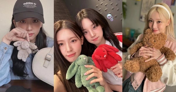 Jellycat玩偶爆紅，圖為BLACKPINK Jisoo、Noodle與Winter手持Jellycat的可愛照片
