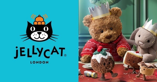 多隻不同款式的Jellycat玩偶陳列在一起，展現品牌設計的大膽與創新