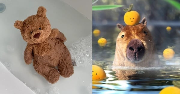 Jellycat玩偶的清潔教學圖示，包含溫水手洗、輕柔搓揉與陰涼處晾乾的步驟